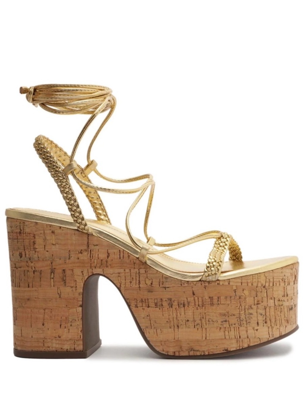 SCHUTZ Gold Braided Wrap Platform Sandal